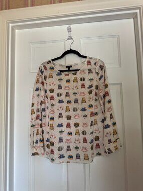 Talbots Tea Cup Long Sleeve Blouse Top